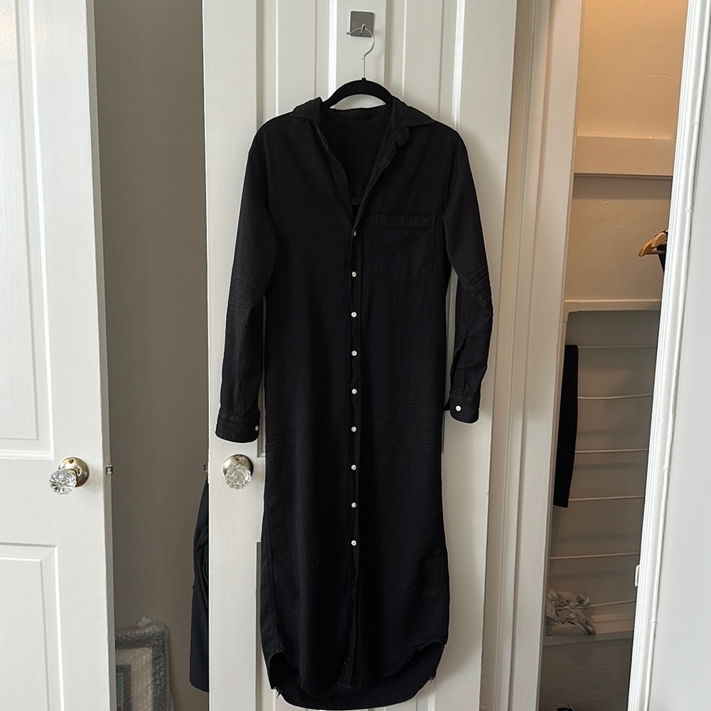 Frank & Eileen Rory Shirt Dress in Black Denim, Size XXS